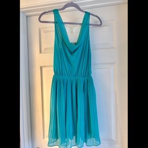 👗Flowy Teal Swoop Neck Dress